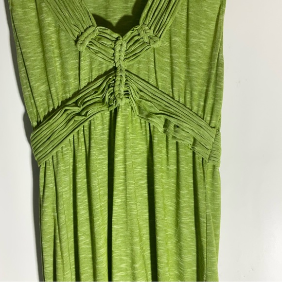 Max Studio Green Boho Chic Summer Sleeveless Ribbed Design @ Neck Waist Dress LG - Picture 7 of 16